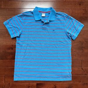 Nike Men's Blue & Red Stripe Polo Shirt